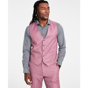 Tayion Collection Men's Classic Fit Suit Vest Mauve Solid M B4HP